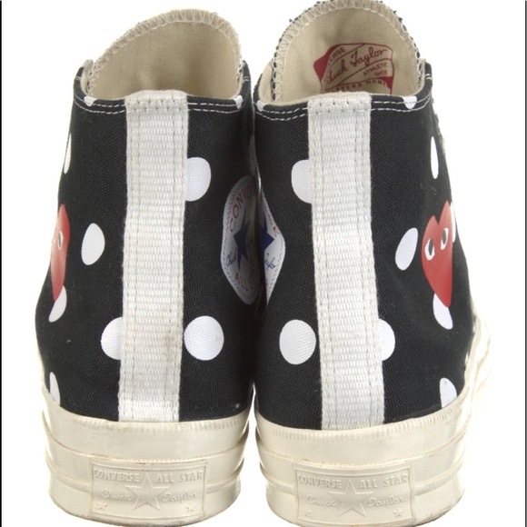Comme Des Garçons RARE Polka Dot Black/Crème/Red High-Top Sneakers size M 7 /W 9 - Picture 4 of 5